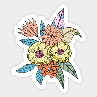 Colorful tropical flowers in green Sticker